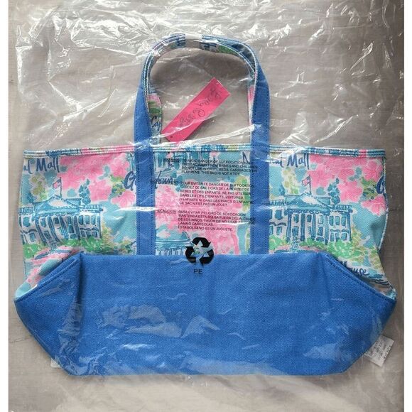 💗💙 LILLY PULITZER Mercato Washington DC Large Beach Tote NEW WITH TAGS - Picture 8 of 12